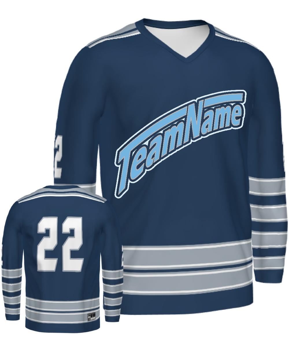 SportUniform Men's Ice Custom Sublimated Hockey Jersey, color: Navy/Grey