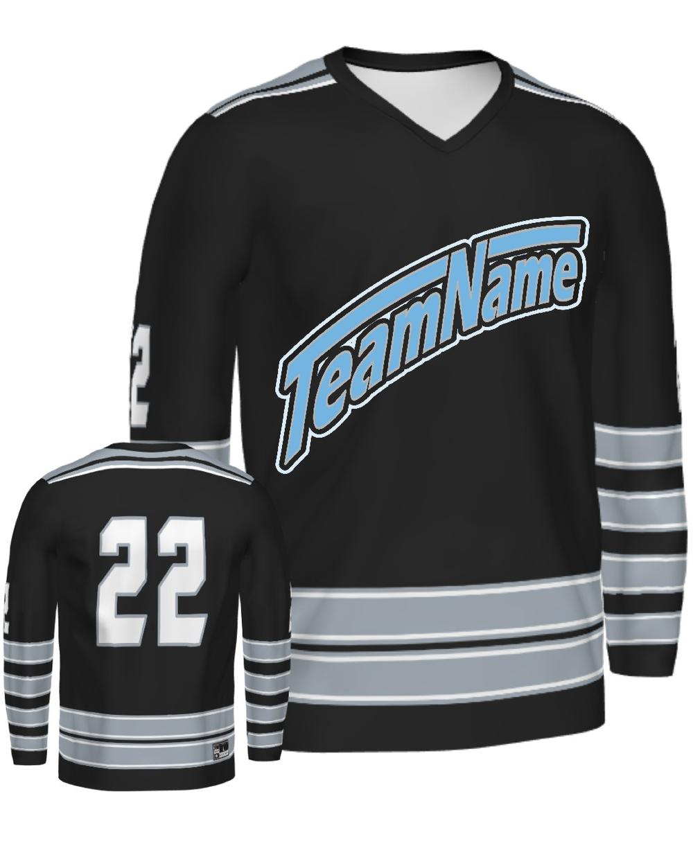 SportUniform Men's Ice Custom Sublimated Hockey Jersey, color: Black/Grey