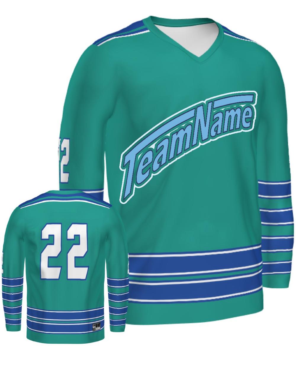 SportUniform Men's Ice Custom Sublimated Hockey Jersey, color: Teal/Royal