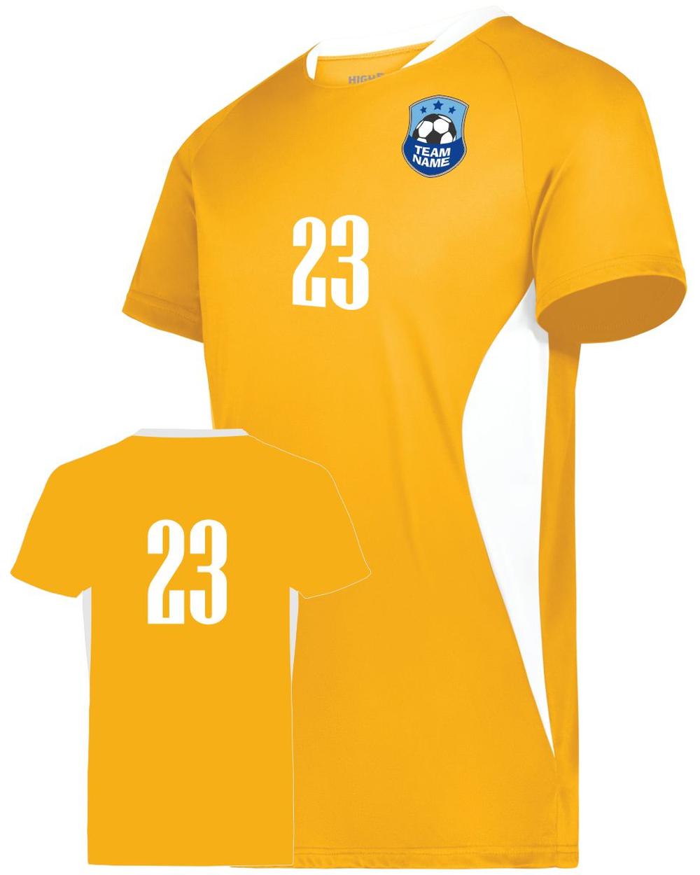 High 5 Octane Custom Soccer Jersey, color: Gold/White