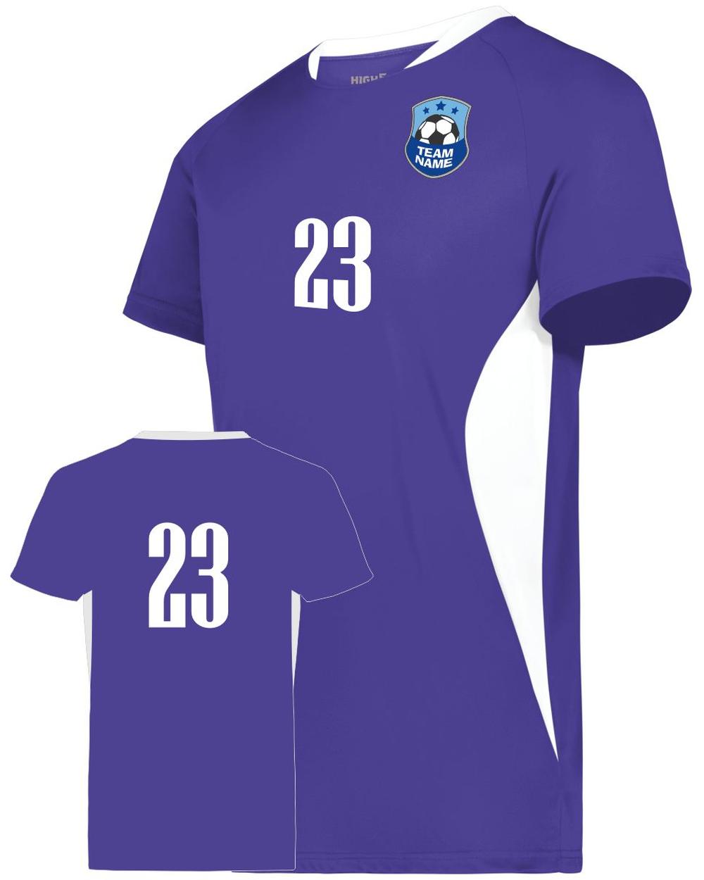 High 5 Octane Custom Soccer Jersey, color: Purple/White