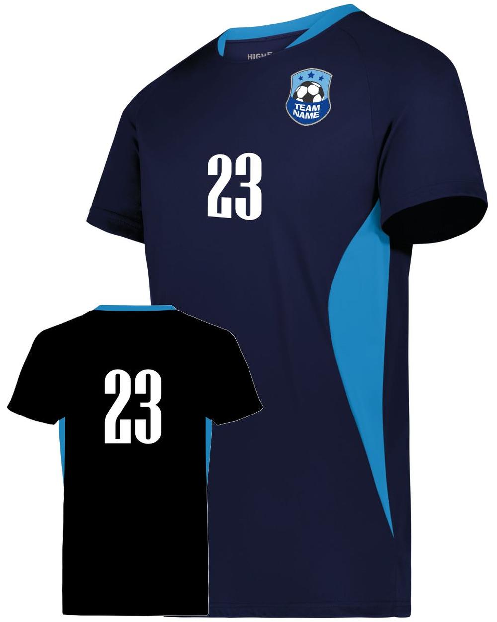 High 5 Men's Custom Soccer Jersey, color: Navy/Power Blue