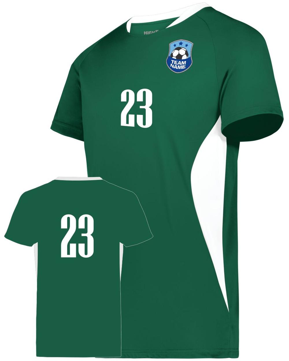 High 5 Men's Custom Soccer Jersey, color: Dark Green/White