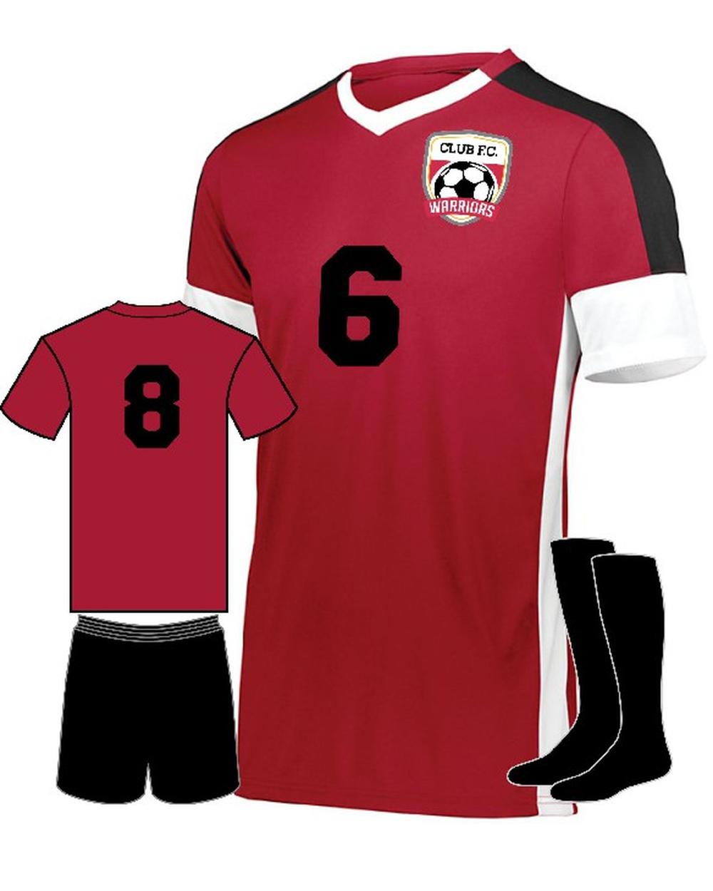 High 5 Wembley Custom Soccer Uniform, color: Scarlet/White/Black