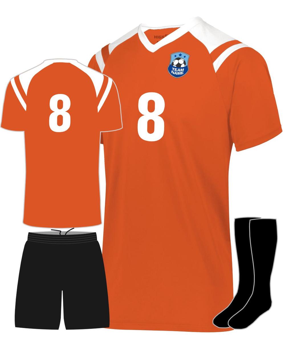 High 5 Youth Custom Soccer Uniform, color: Orange/White