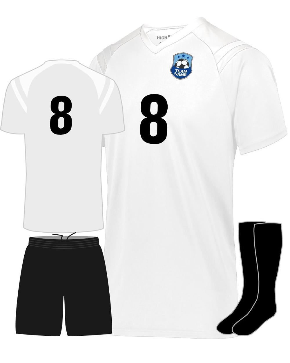 High 5 Youth Custom Soccer Uniform, color: White