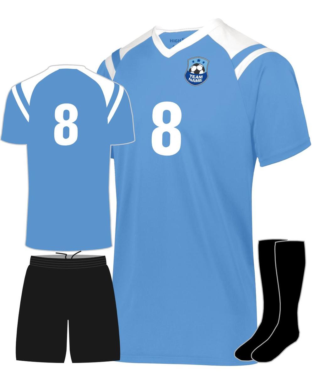 High 5 Youth Custom Soccer Uniform, color: Columbia/White