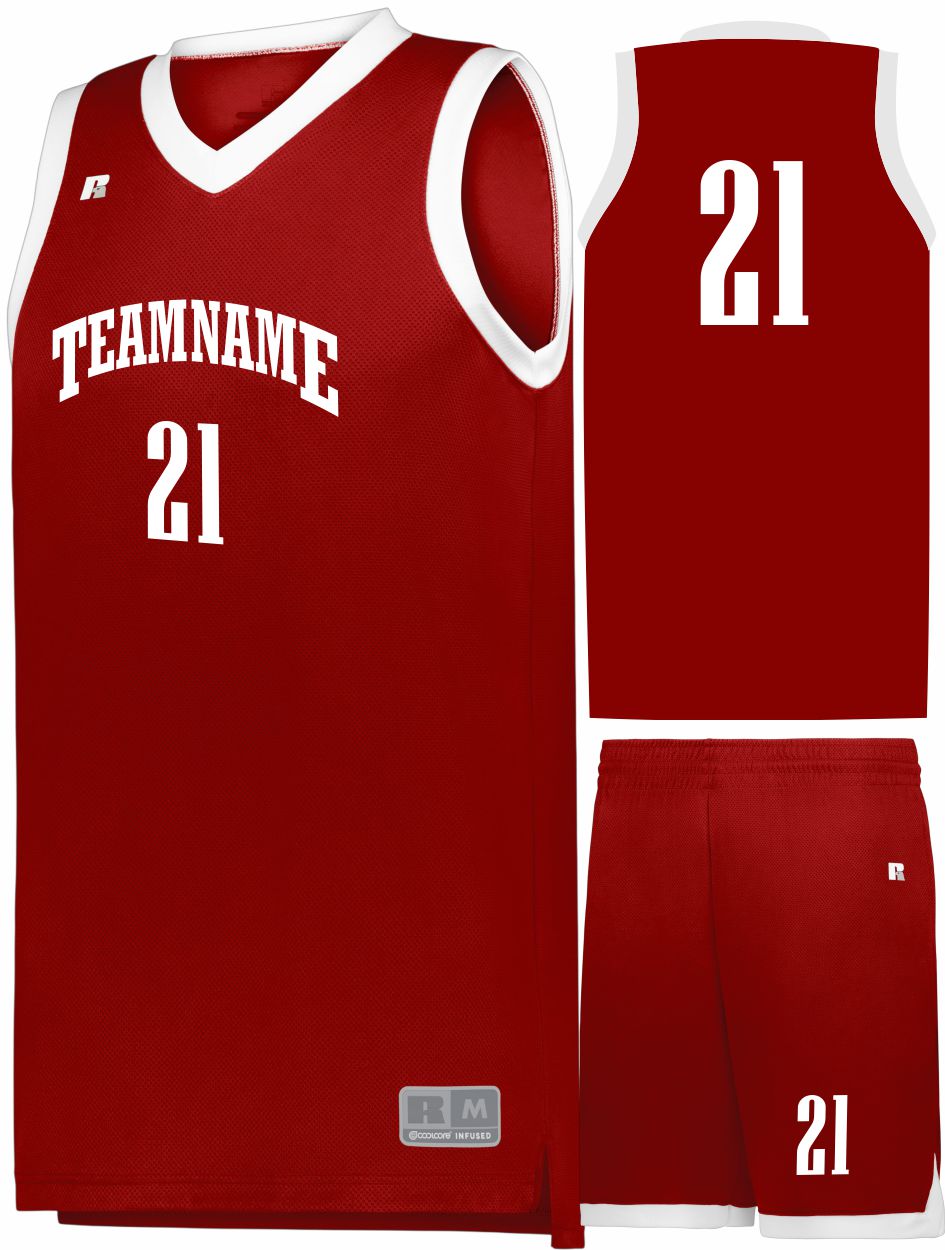 Russell Elite Powered By Coolcore Custom Basketball Uniform, color: True Red/White
