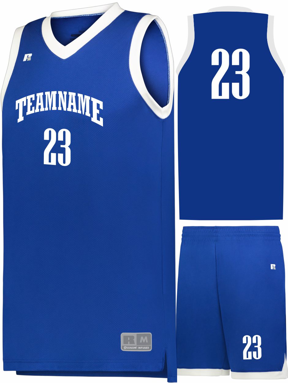 Russell Elite Powered By Coolcore Custom Basketball Uniform, color: Royal/White