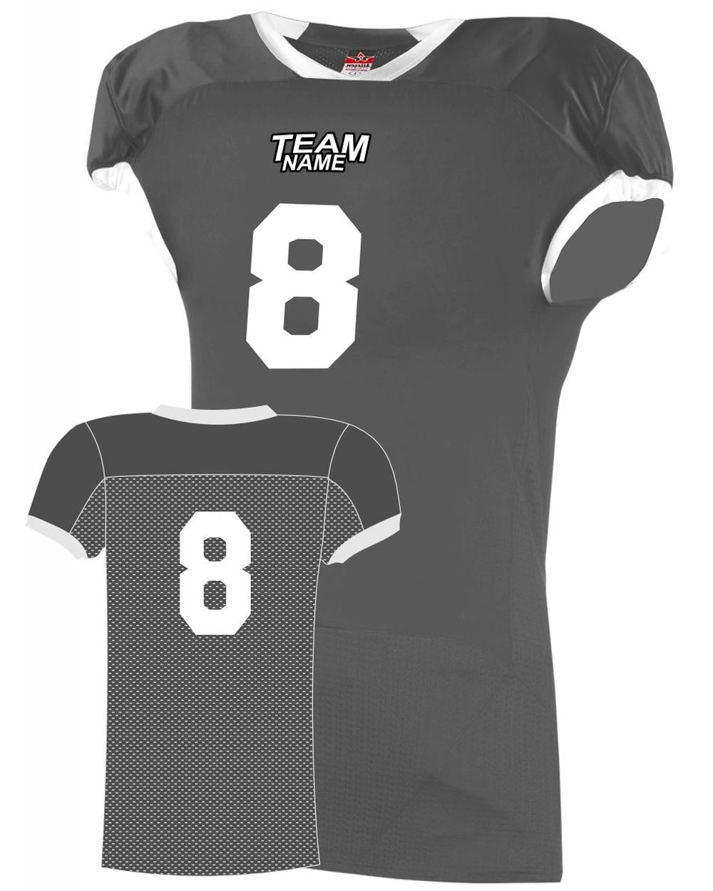 Alleson Men's Custom Football Jersey, color: Charcoal/White