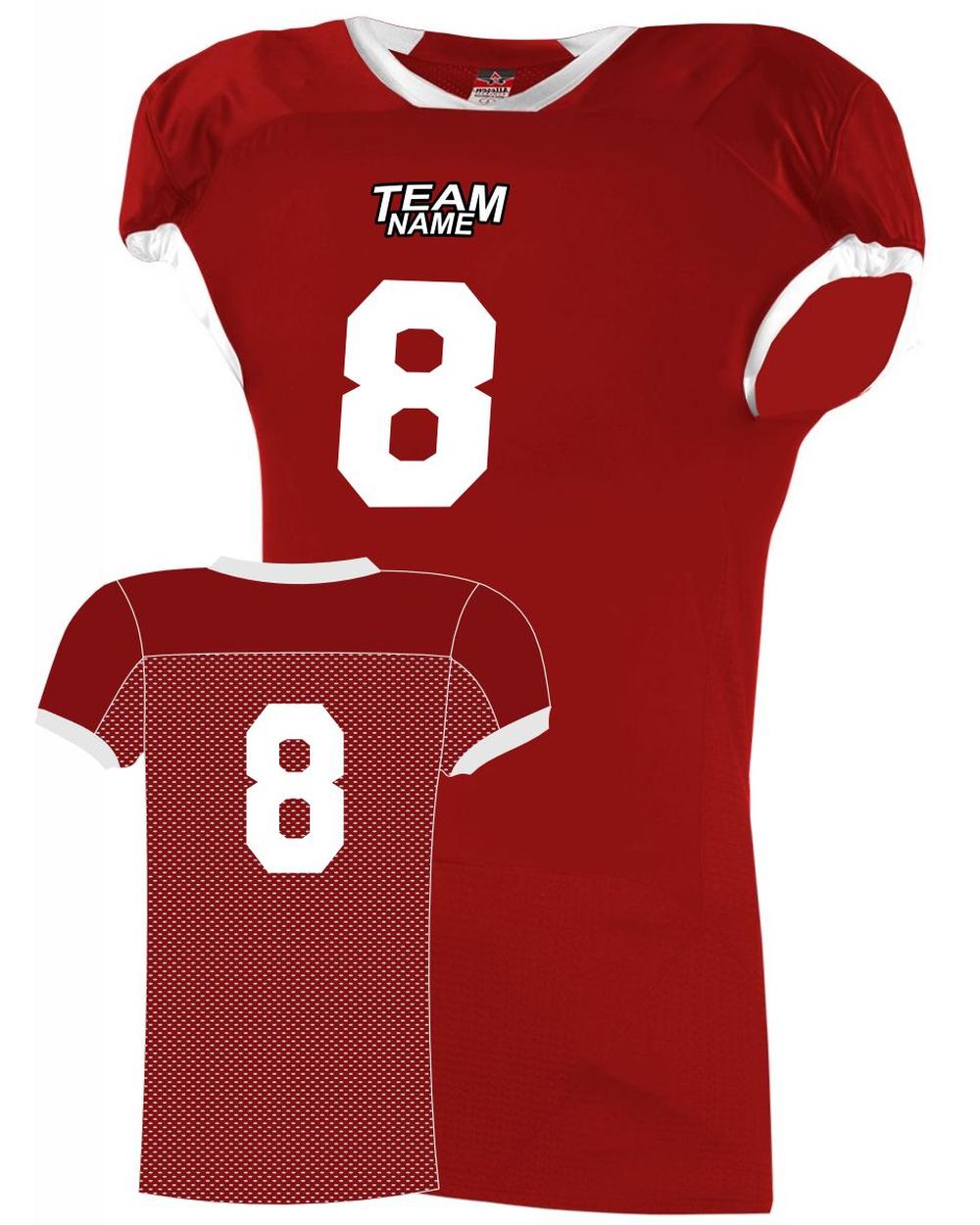 Alleson Youth Custom Football Jersey, color: Red/White
