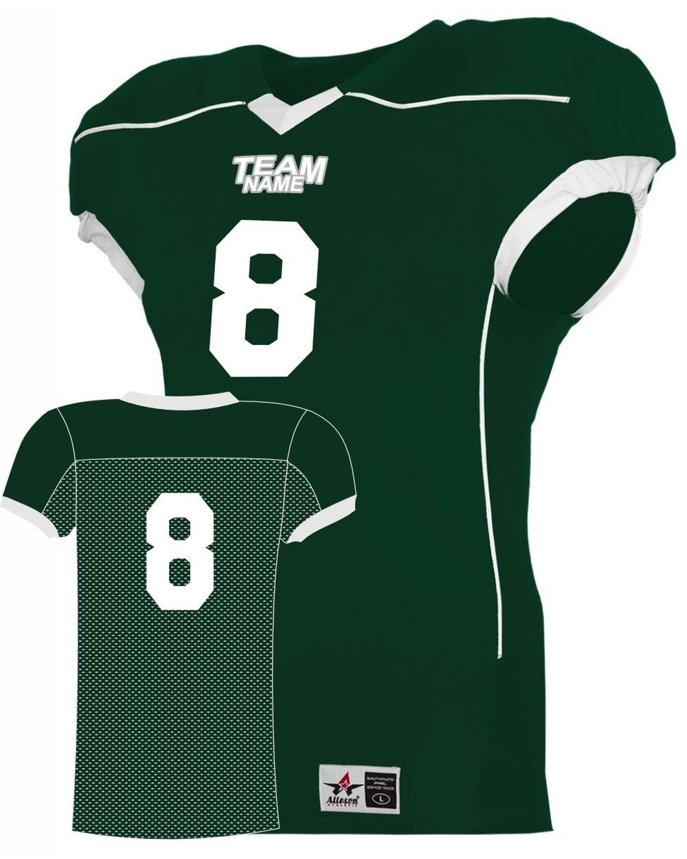 Alleson Youth Speed Custom Football Jersey, color: Forest/White