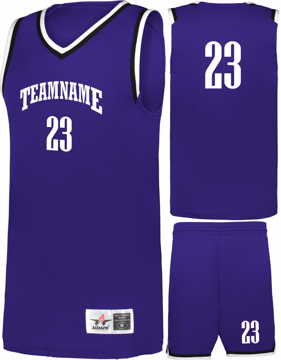 Alleson Retro Custom Basketball Uniform, color: Purple/Black/White