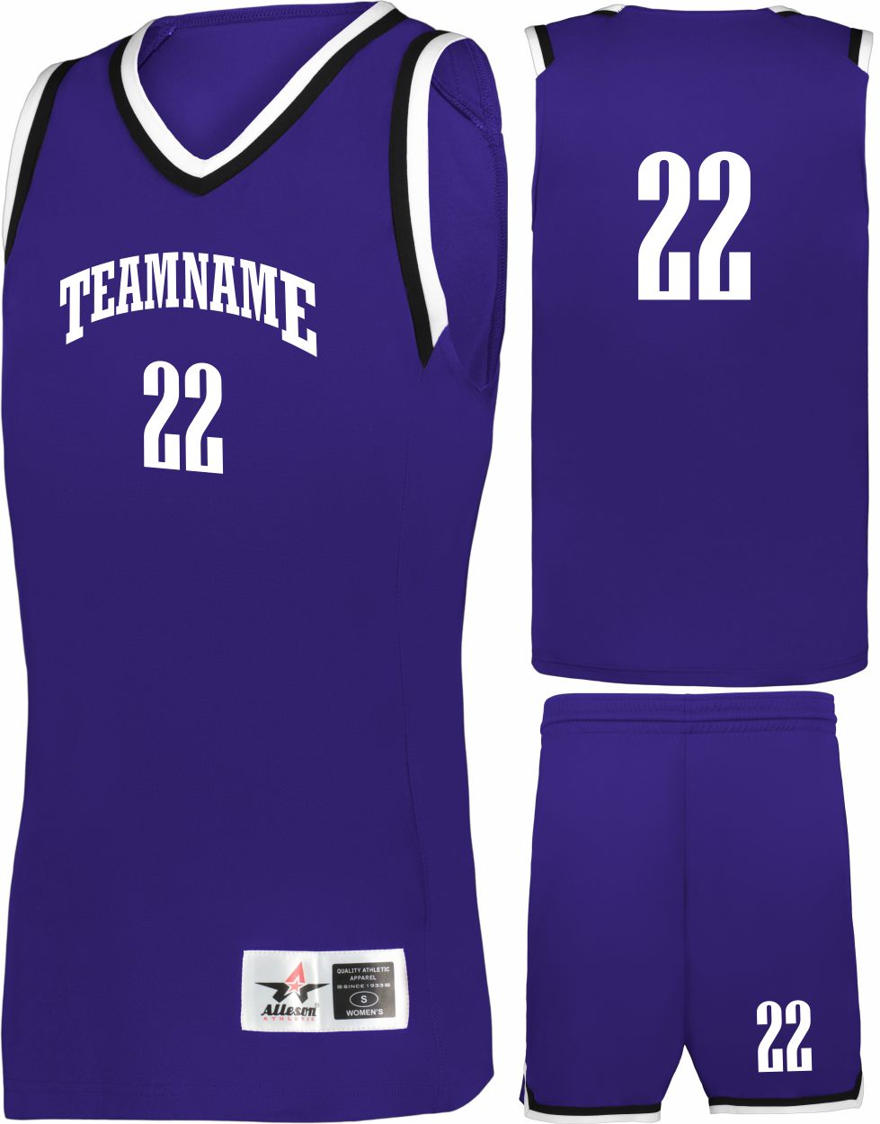 Alleson Retro Custom Basketball Uniform, color: Purple/Black/White