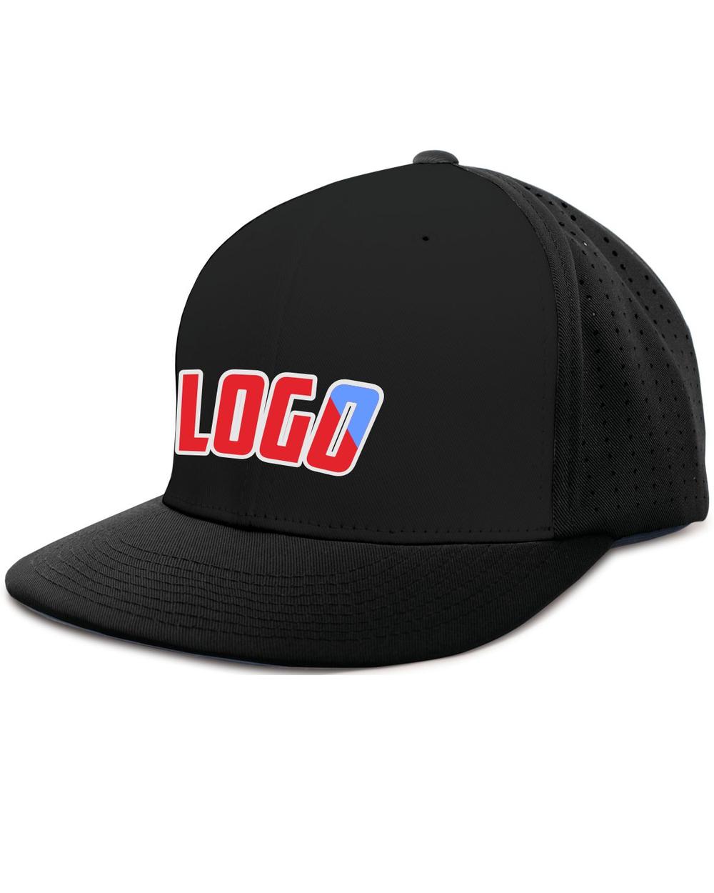 Pacific Perforated F3 Performance FlexFit Flat Custom Cap, color: Black