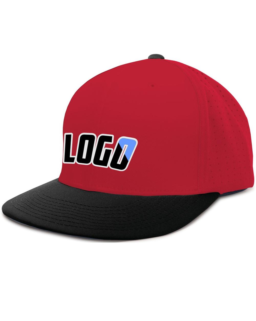 Pacific Perforated F3 Performance FlexFit Flat Custom Cap, color: Red/Black