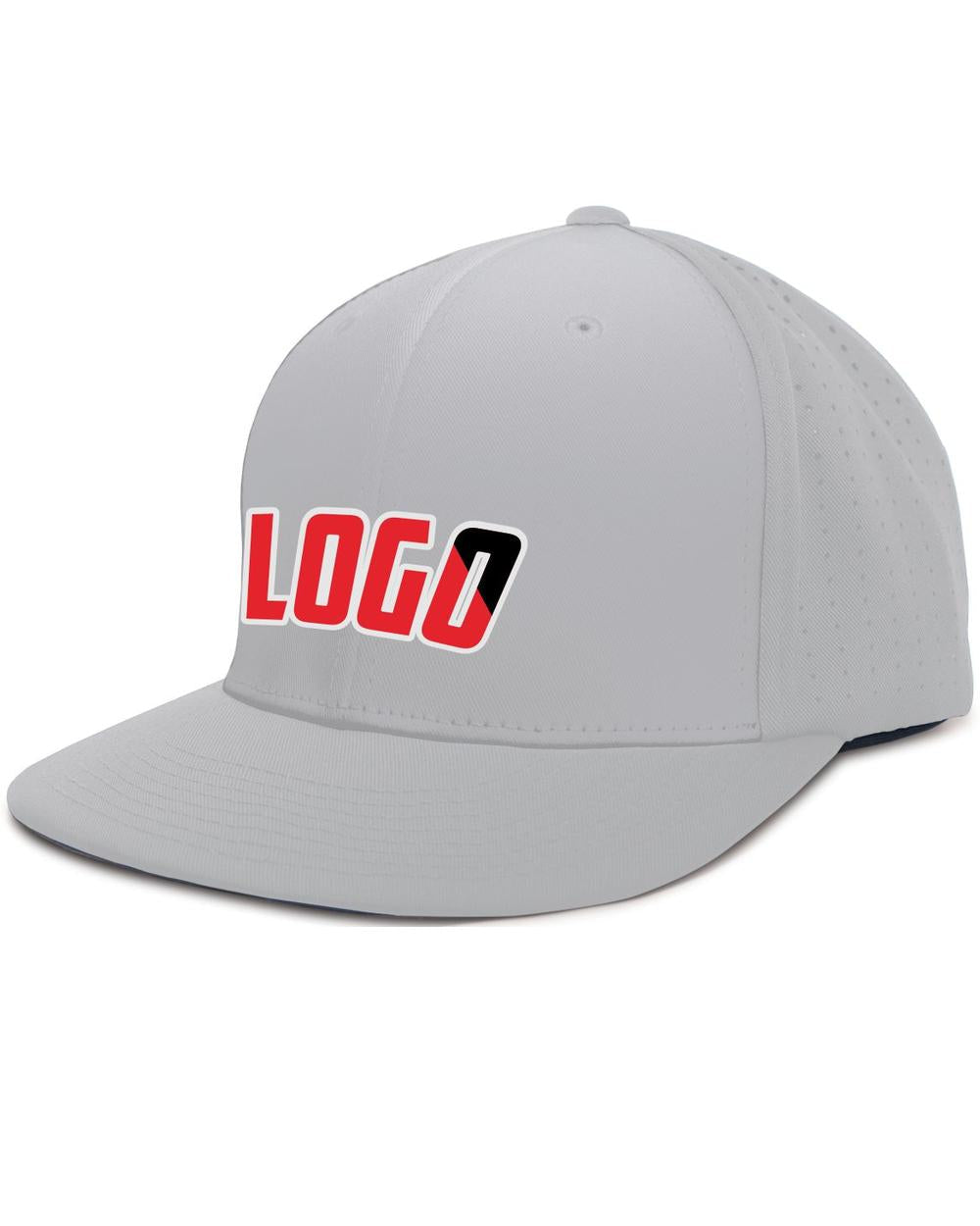 Pacific Perforated F3 Performance FlexFit Flat Custom Cap, color: Silver