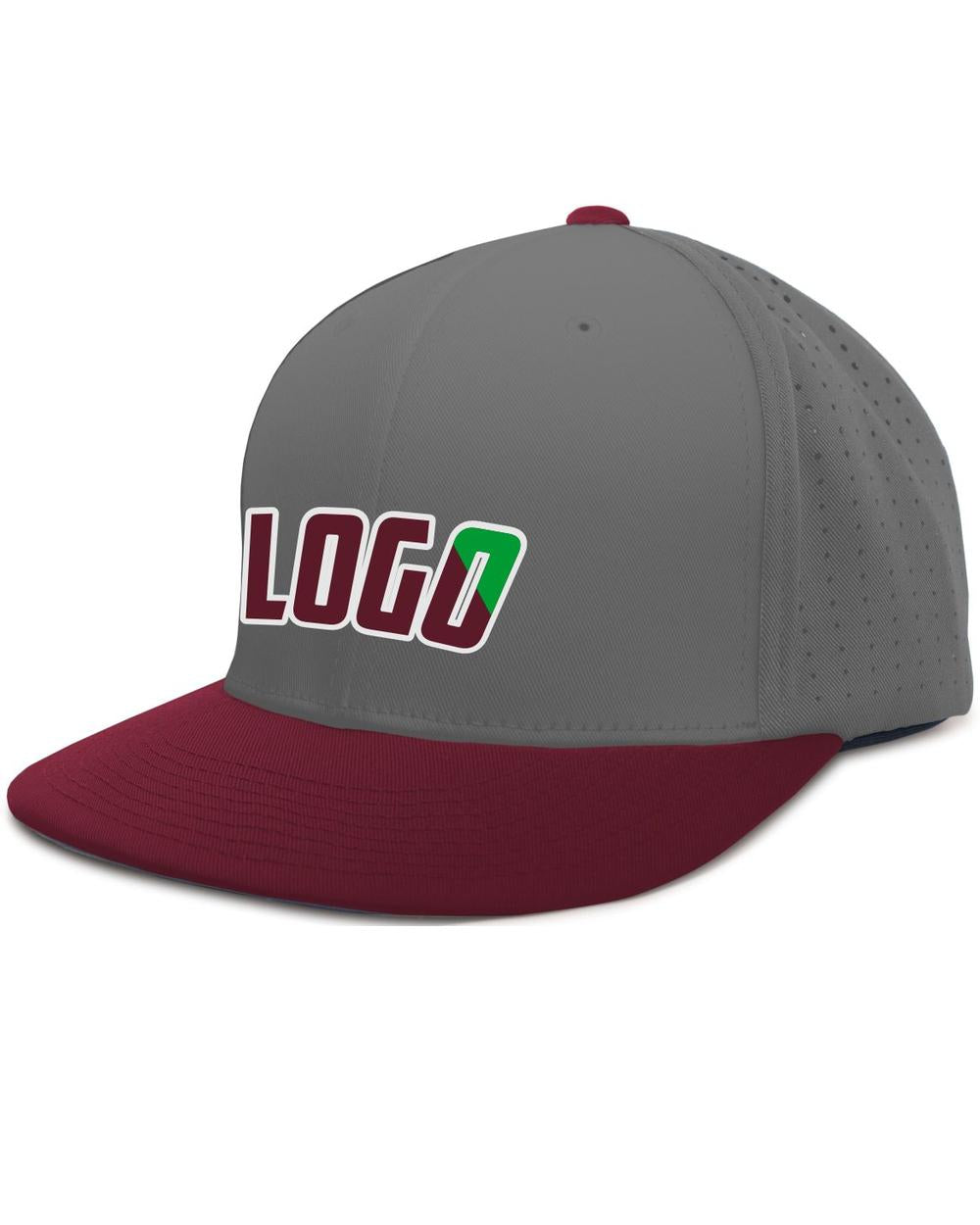 Pacific Perforated F3 Performance FlexFit Flat Custom Cap, color: Graphite/Maroon