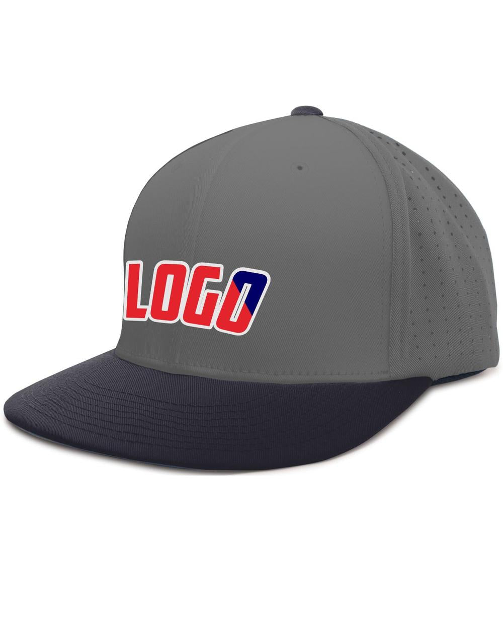 Pacific Perforated F3 Performance FlexFit Flat Custom Cap, color: Graphite/Navy