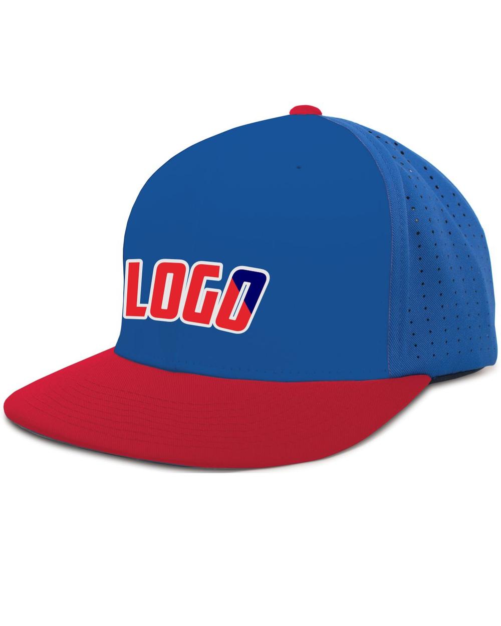 Pacific Perforated F3 Performance FlexFit Flat Custom Cap, color: Royal/Red