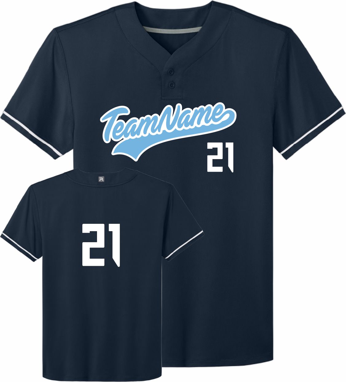 Richardson Select 2-Button Custom Baseball Jersey, color: Navy