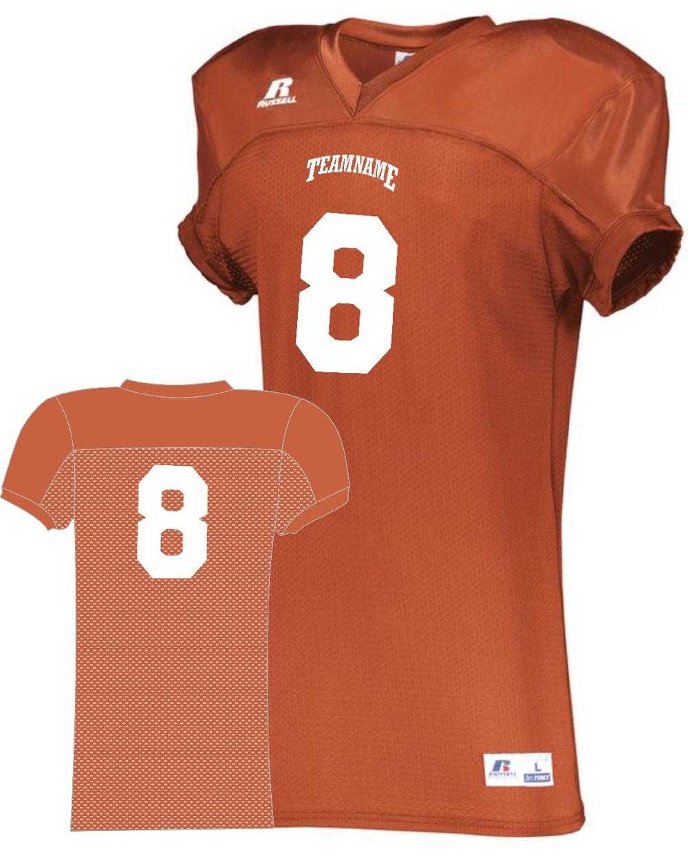 Russell Men's Stretch-Mesh Custom Football Jersey, color: Burnt Orange