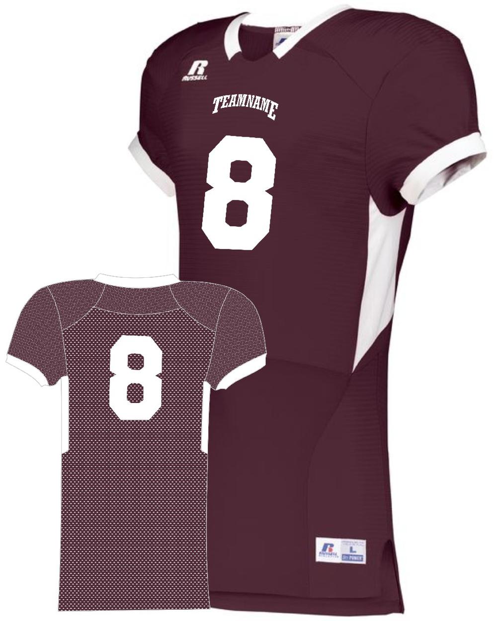 Russell Men's ColorBlock Super Custom Football Jersey, color: Maroon/White