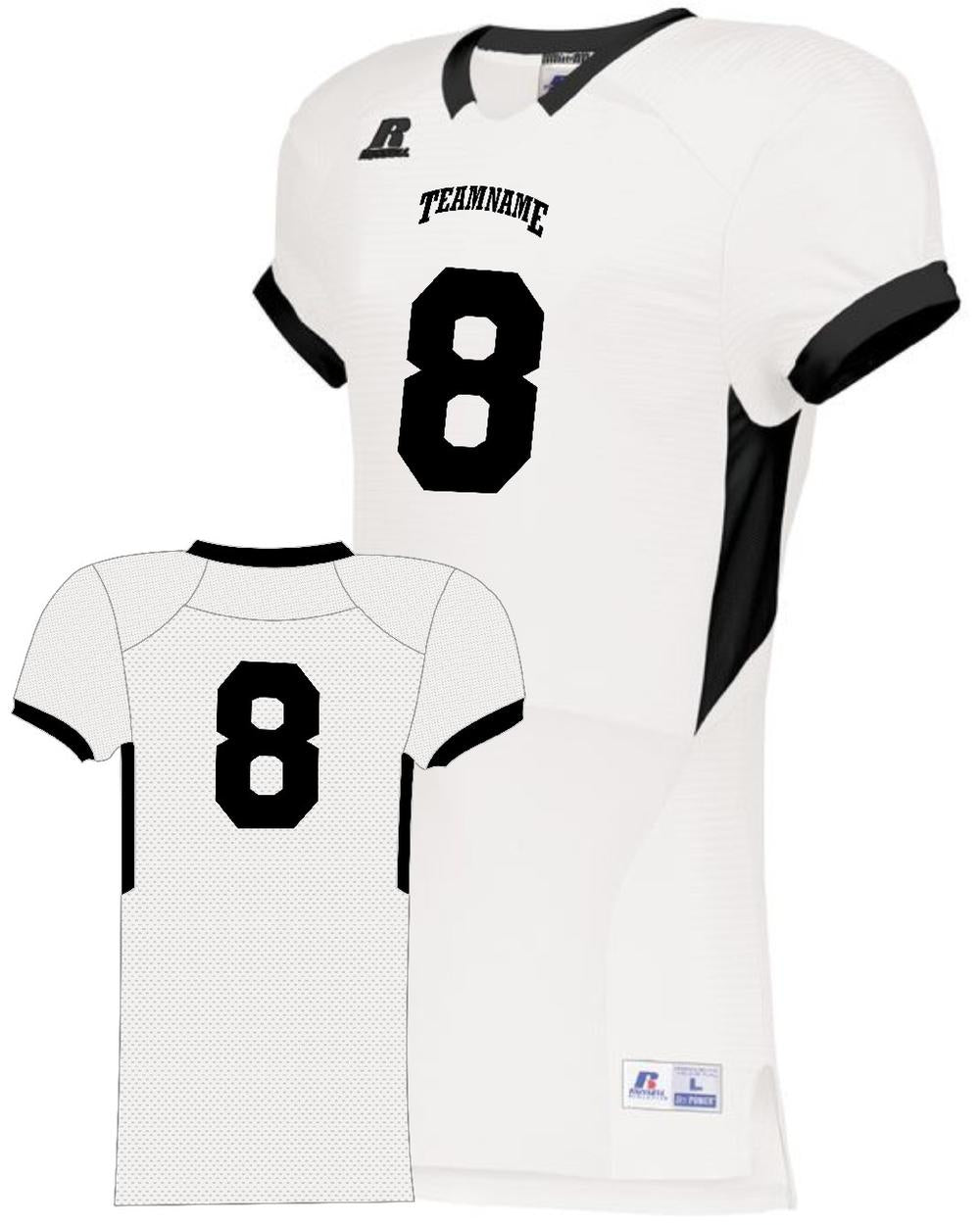 Russell Men's ColorBlock Super Custom Football Jersey, color: White/Black