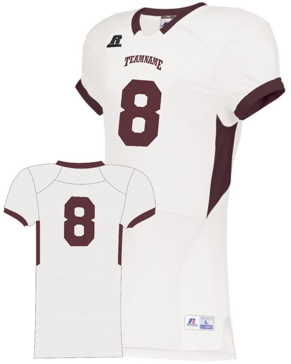 Russell Men's ColorBlock Super Custom Football Jersey, color: White/Maroon