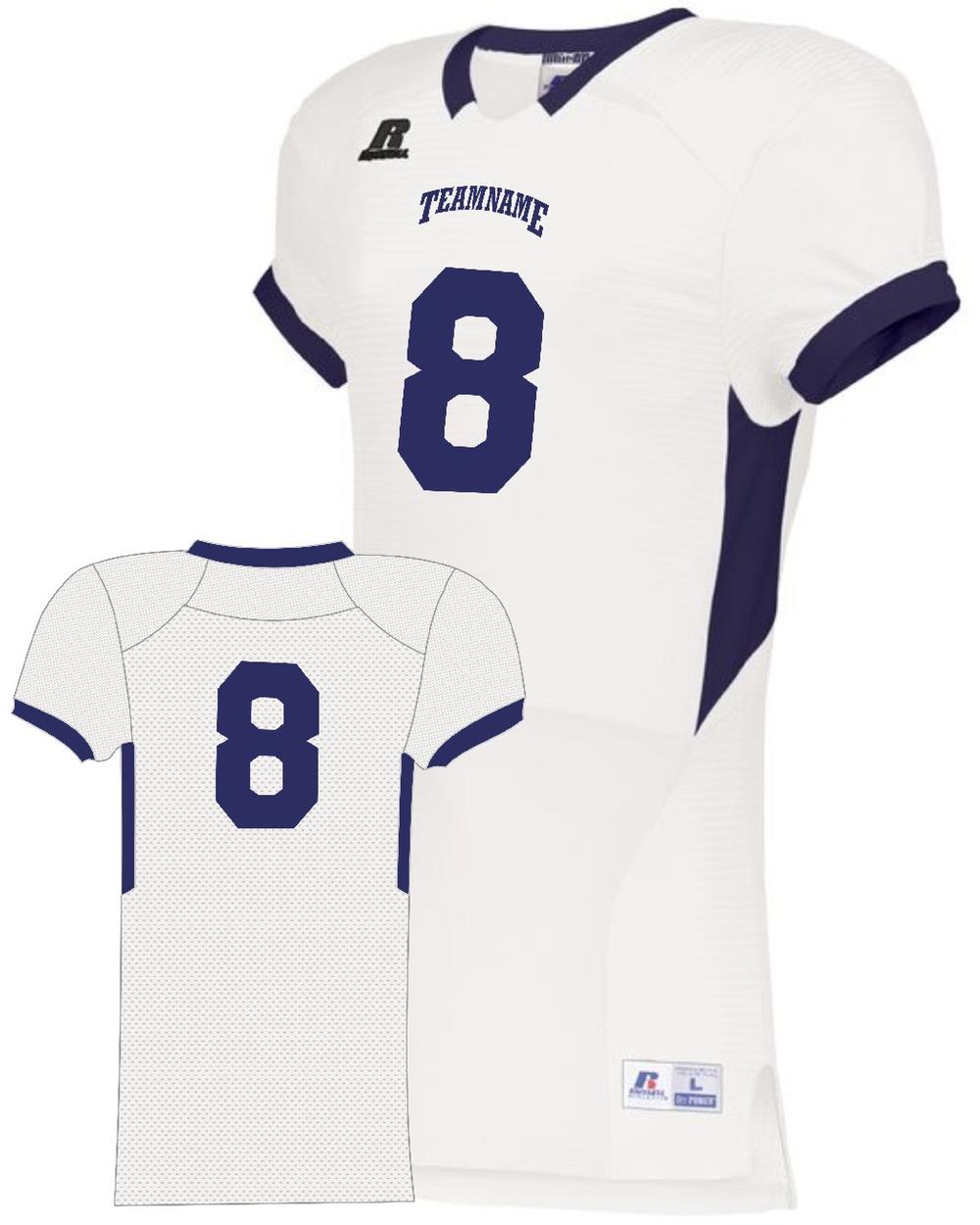 Russell Men's ColorBlock Super Custom Football Jersey, color: White/Navy