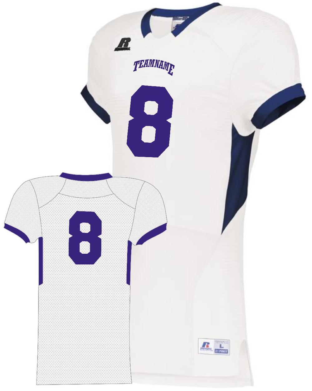 Russell Men's ColorBlock Super Custom Football Jersey, color: White/Purple