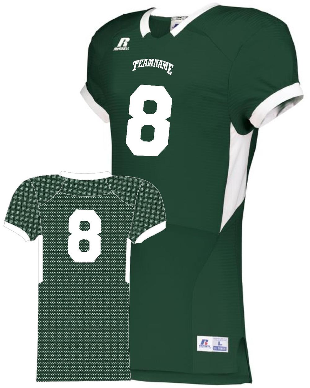 Russell Men's ColorBlock Super Custom Football Jersey, color: Dark Green/White