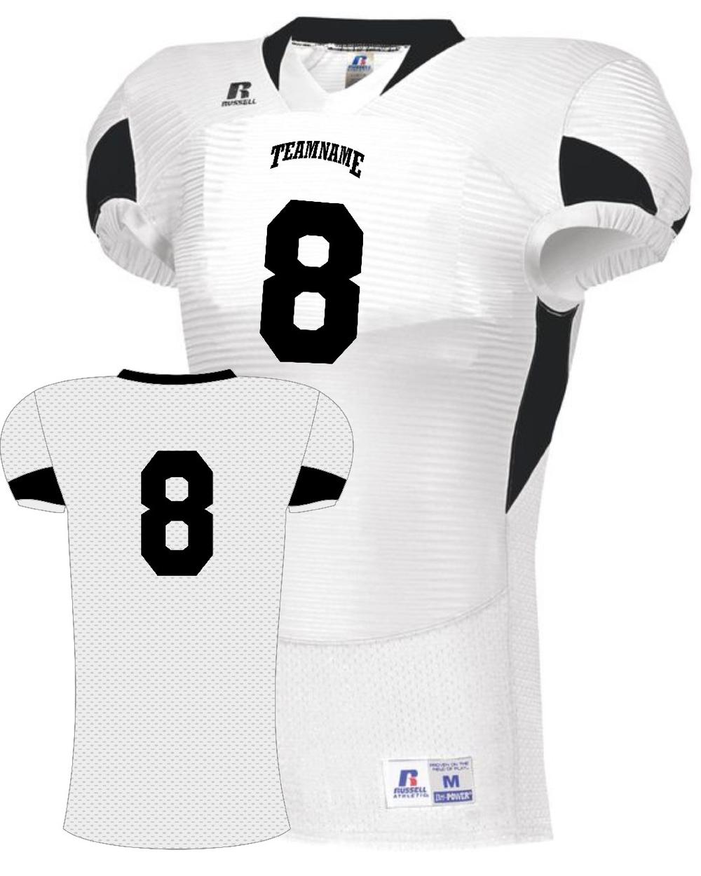Russell Men's Xtreme Waist-Length Custom Football Jersey, color: White/Black