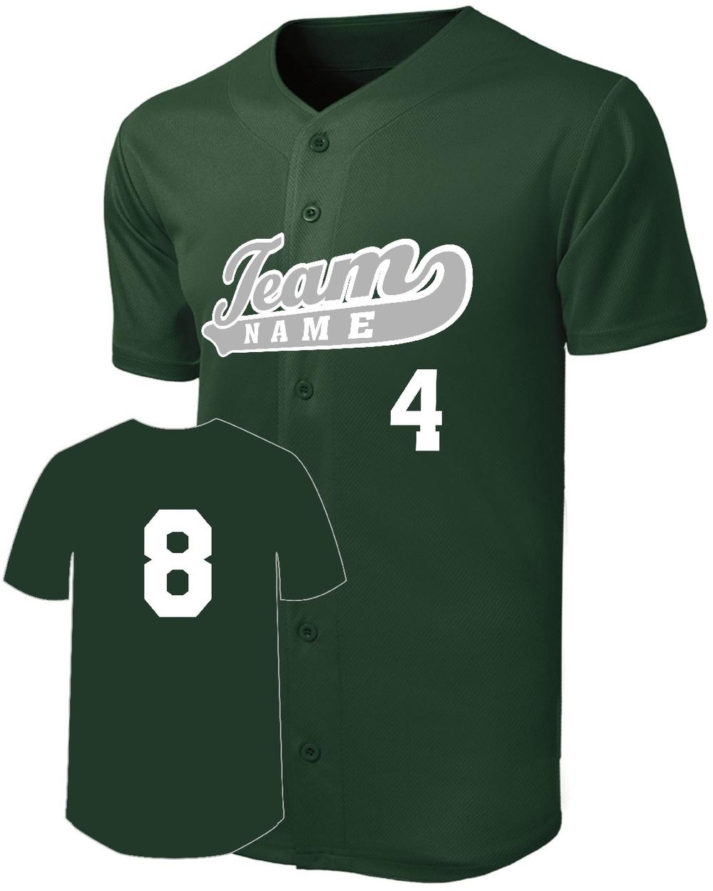 Sport-TEK Posicharge Mesh Full-Button Custom Baseball Jersey, color: Forest Green
