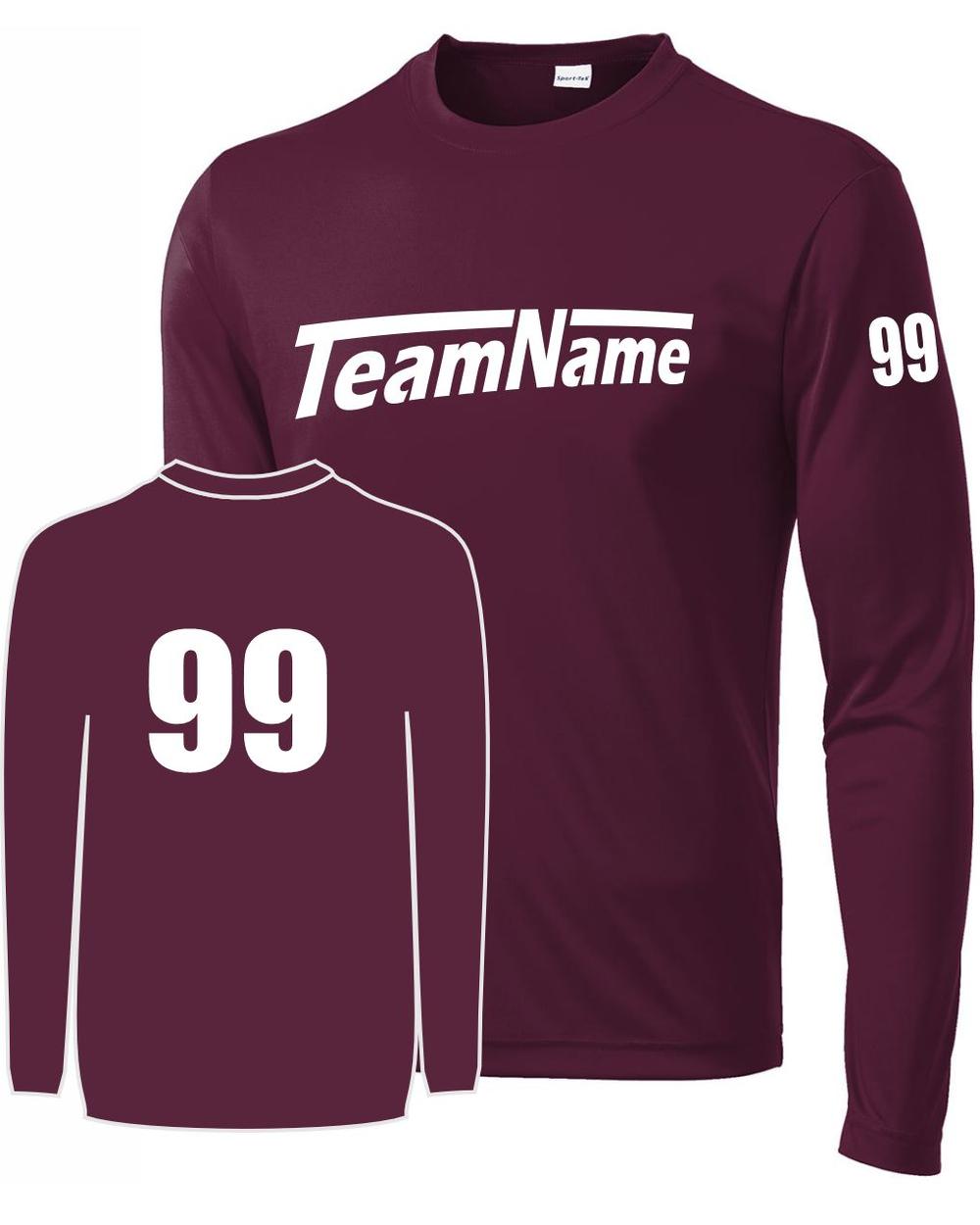 Sport-TEK Base Custom L/S Performance Jersey, color: Maroon