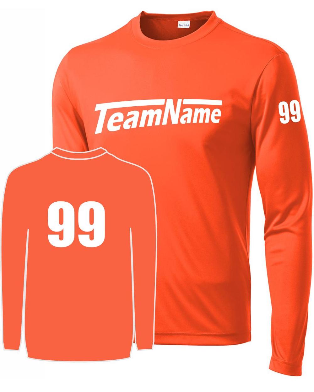 Sport-TEK Base Custom L/S Performance Jersey, color: Neon Orange