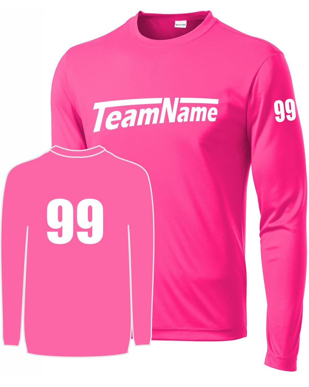 Sport-TEK Base Custom L/S Performance Jersey, color: Neon Pink