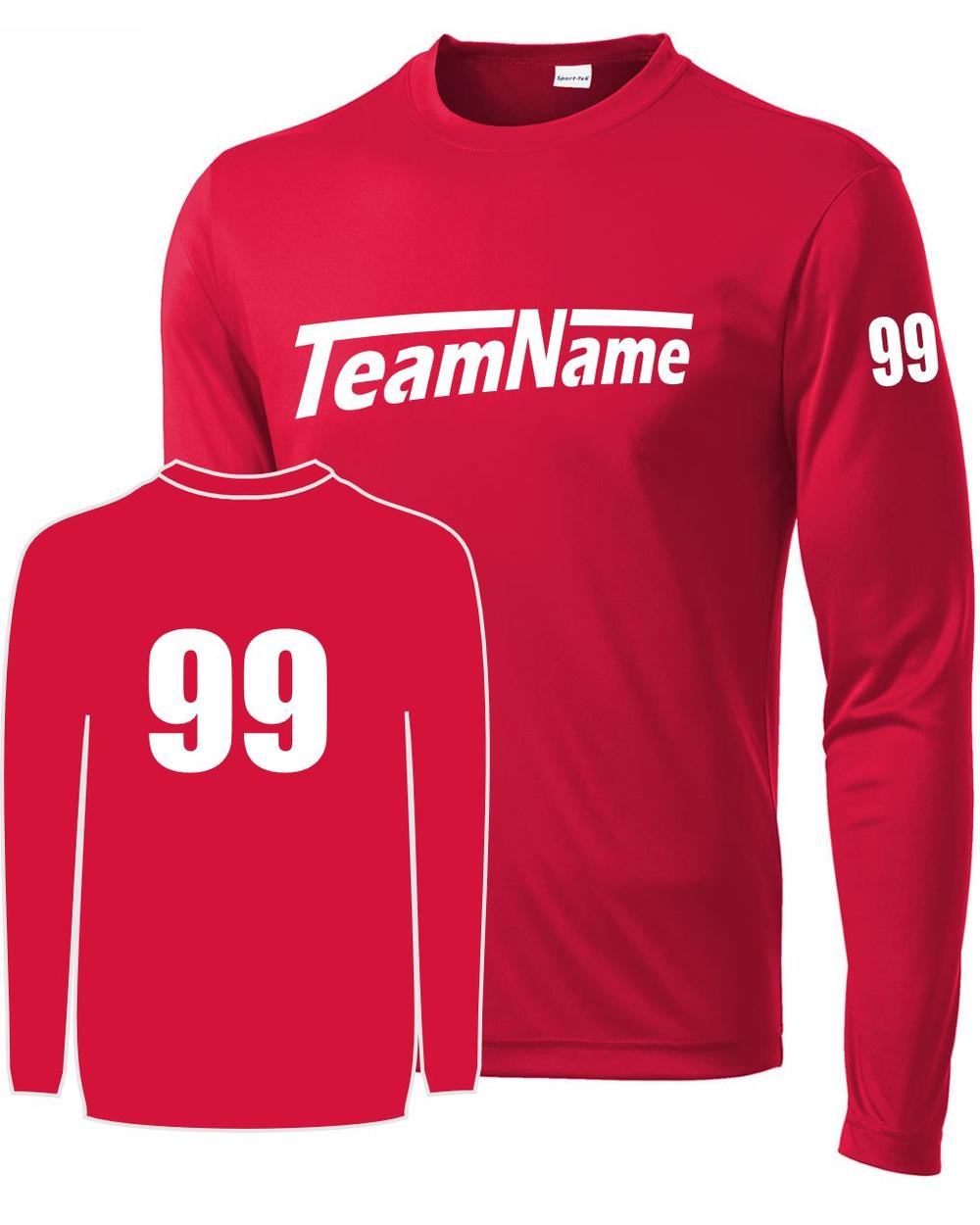 Sport-TEK Base Custom L/S Performance Jersey, color: True Red