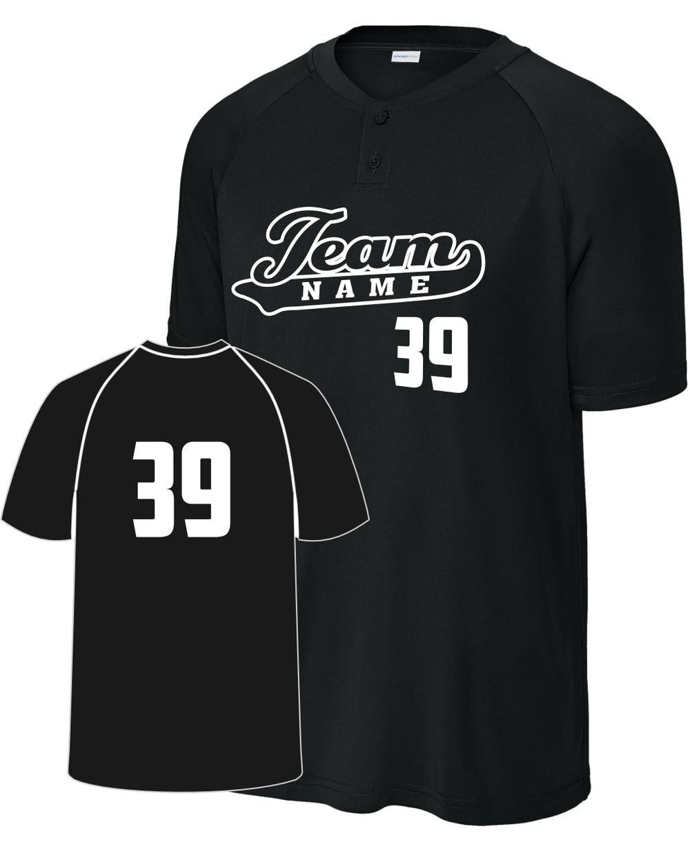 Sport-TEK Competitor 2-Button Custom Baseball Jersey, color: Black