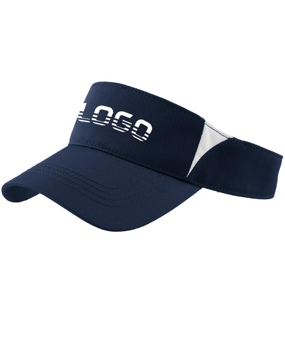 Sport-TEK Dry Zone ColorBlock Custom Visor, color: True Navy/White