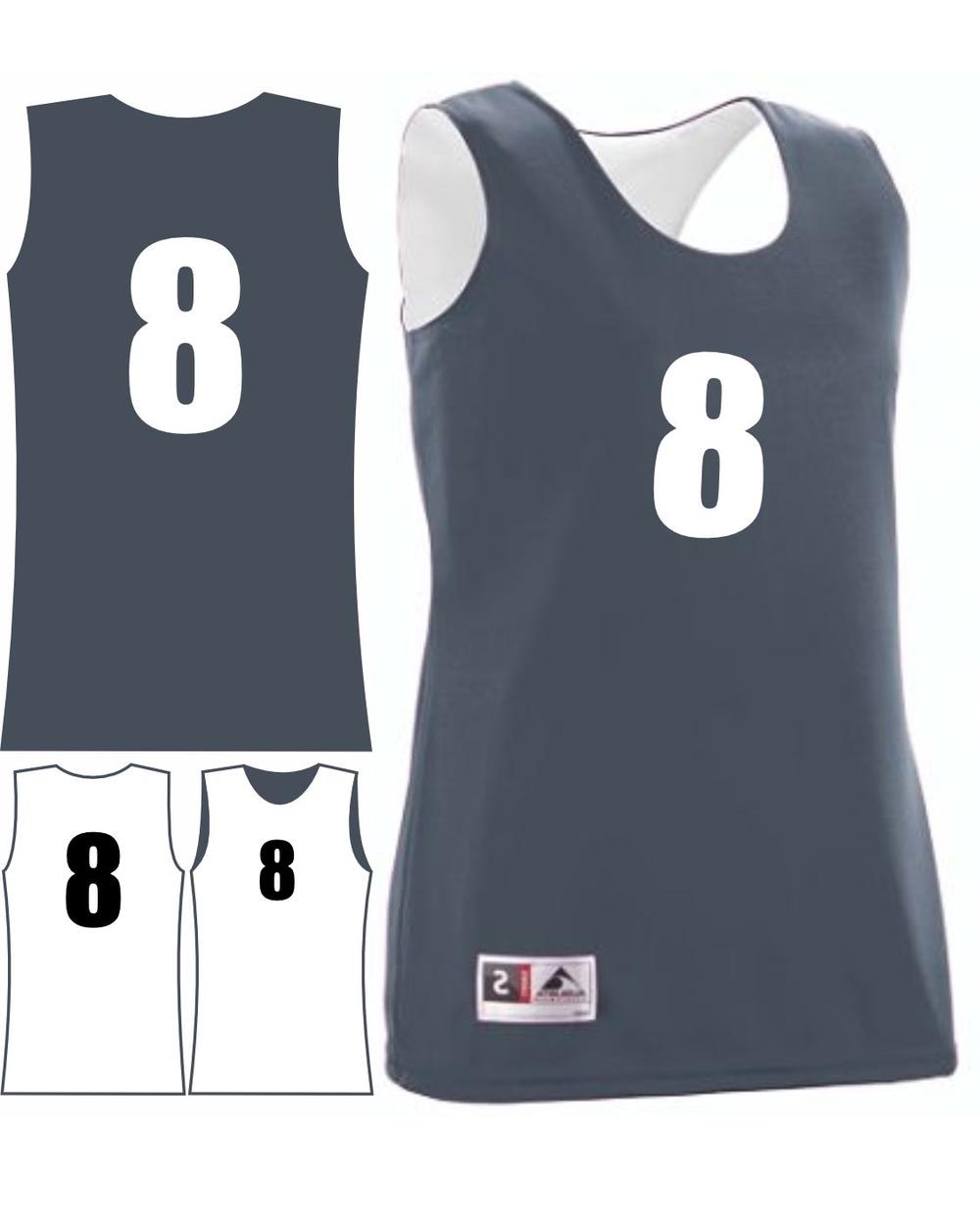 Augusta Women's Wicking Rev Numbered Basketball Jersey, color: Graphite/White