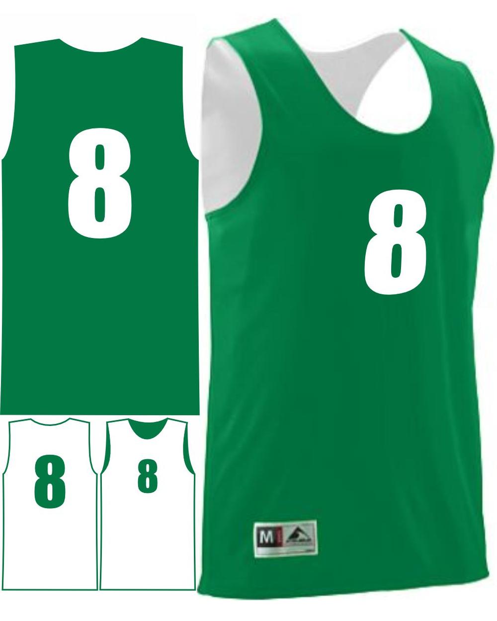 Augusta Men's Wicking Rev Numbered Basketball Jersey, color: Kelly/White