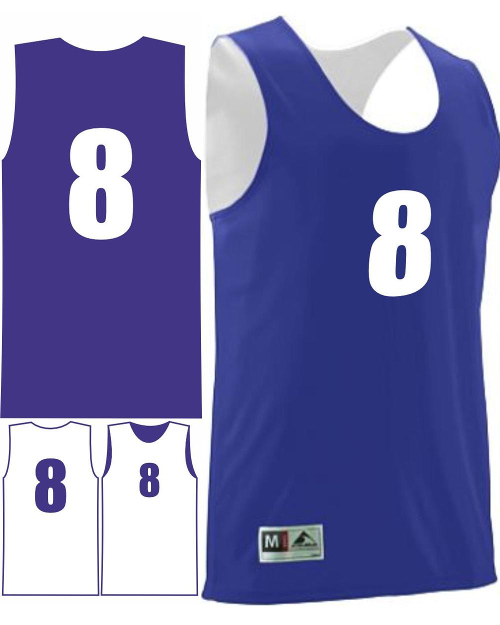 Augusta Men's Wicking Rev Numbered Basketball Jersey, color: Purple/White