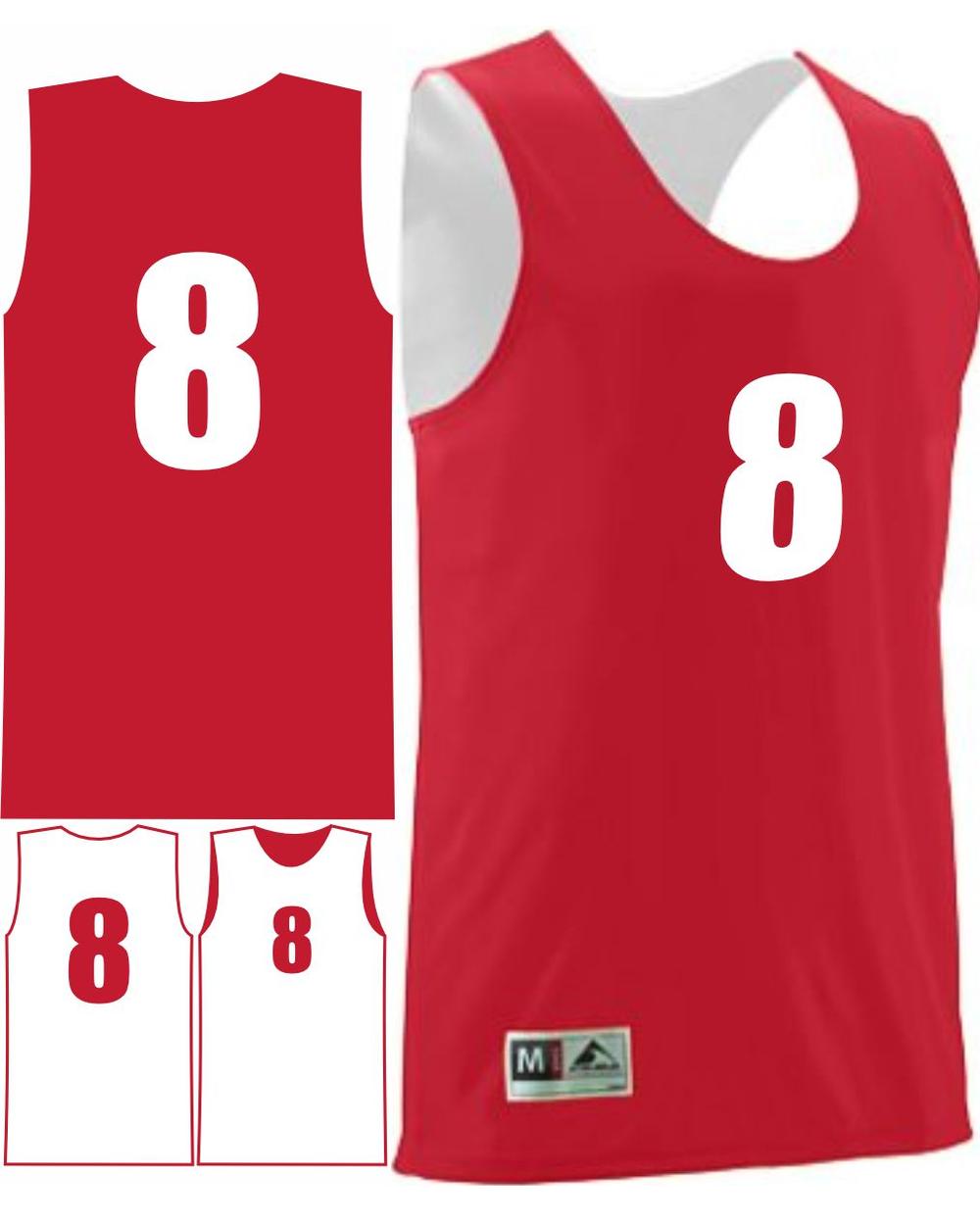 Augusta Men's Wicking Rev Numbered Basketball Jersey, color: Red/White