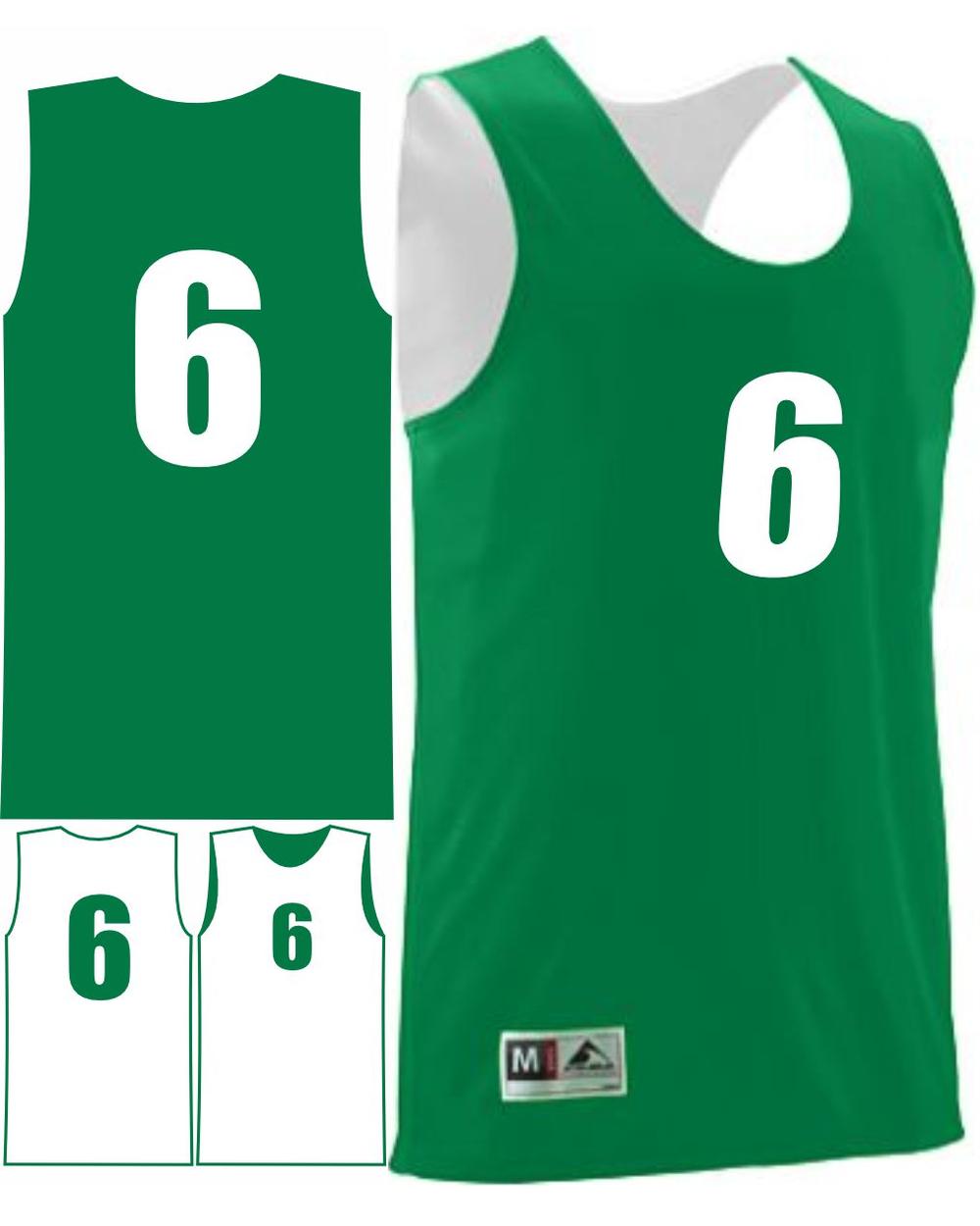 Augusta Youth Wicking Rev Numbered Basketball Jersey, color: Kelly/White