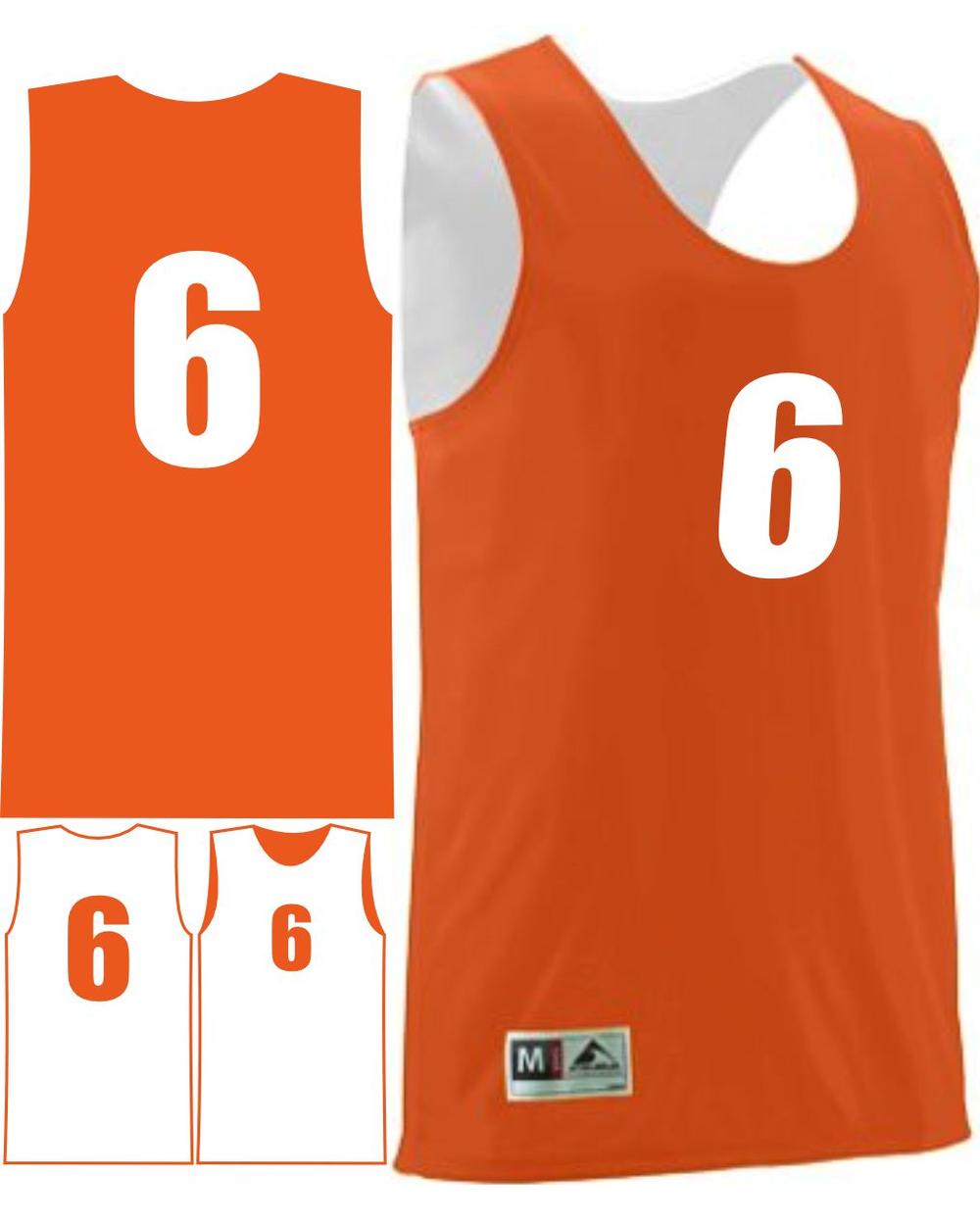 Augusta Youth Wicking Rev Numbered Basketball Jersey, color: Orange/White