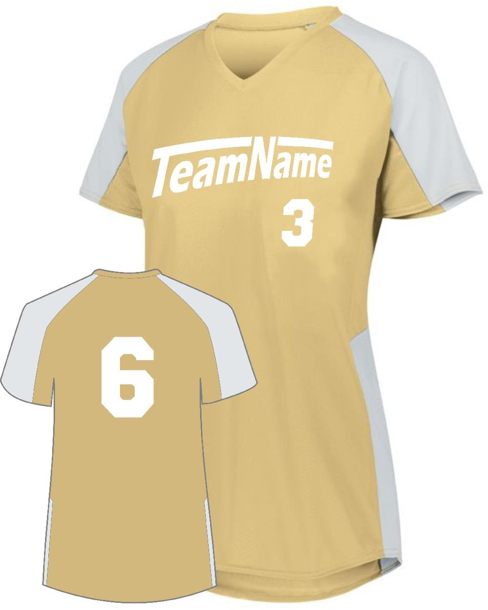 Augusta Girls Cutter Custom Softball Jersey, color: Vegas Gold/White
