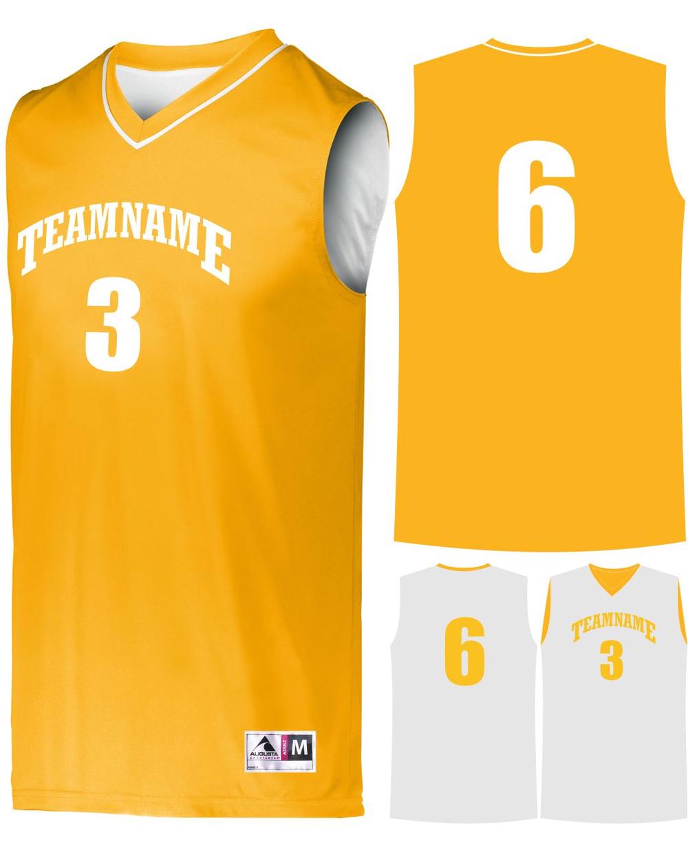 Augusta Prime Reversible Custom Basketball Jersey, color: Gold/White