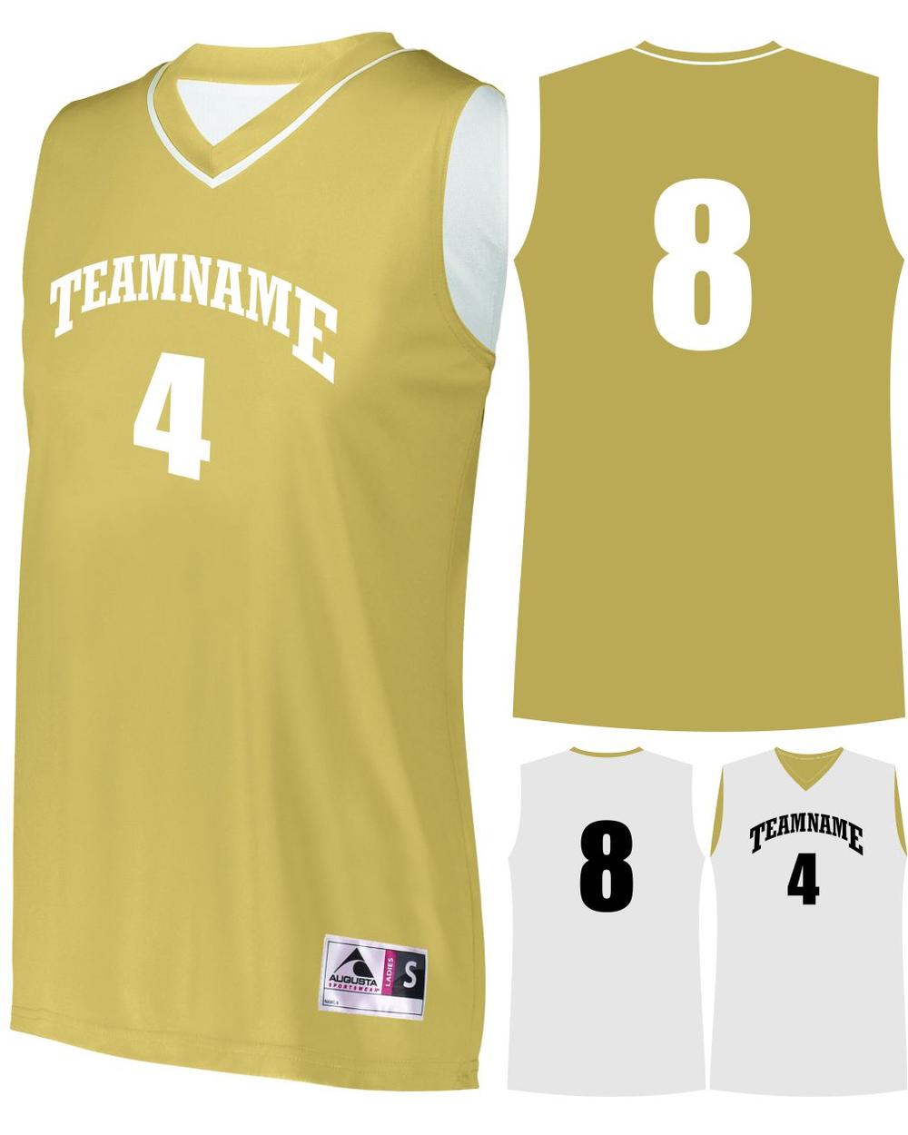 Augusta Prime Reversible Custom Basketball Jersey, color: Vegas Gold/White