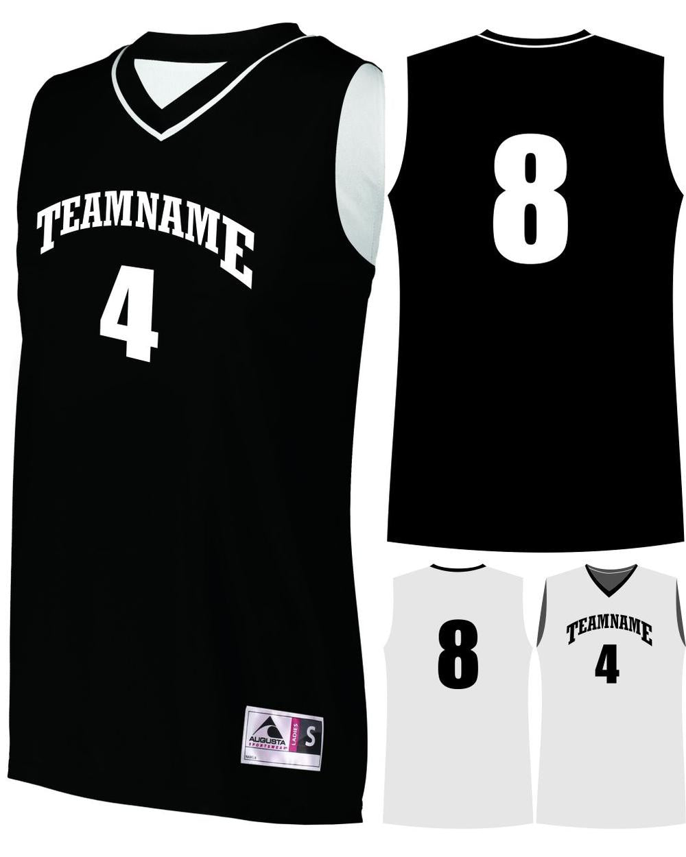 Augusta Prime Reversible Custom Basketball Jersey, color: Black/White